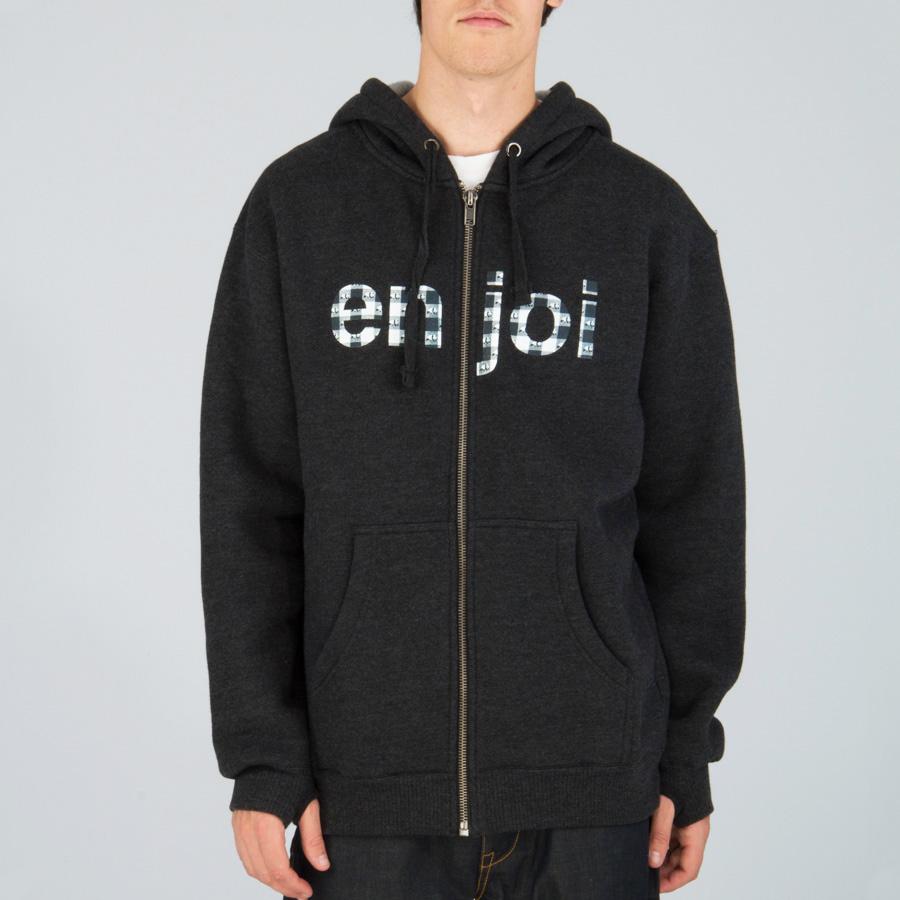 Enjoi Gingham Zip Hoody, Small, Dark Grey